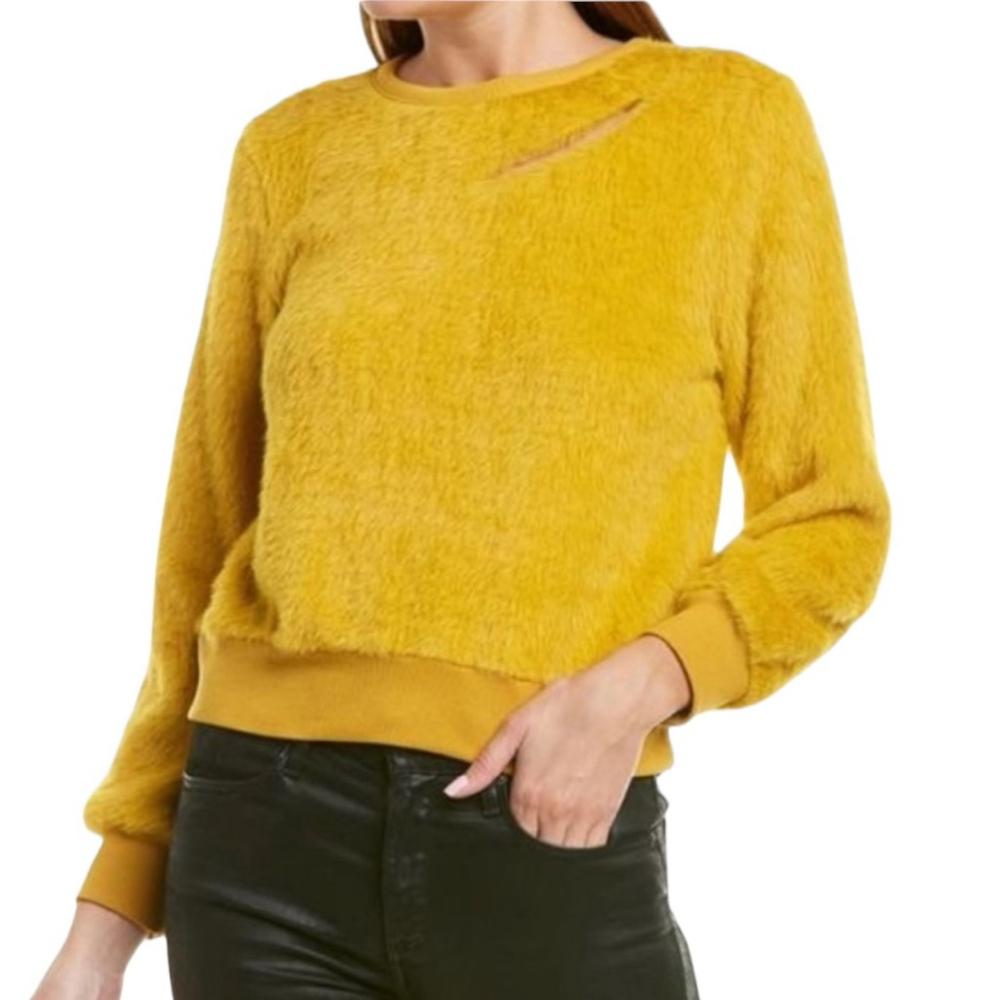 J.O.A. Mustard Faux-Fur Textured Sweater, M - Picture 2 of 13